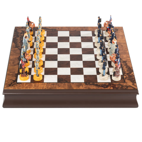 CIVIL WAR: Hand Painted Chess Set with Beautiful Wooden Chessboard-Box