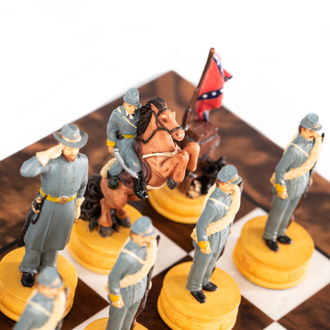 CIVIL WAR: Hand Painted Chess Set with Beautiful Wooden Chessboard-Box