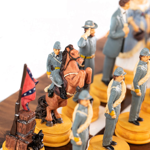 CIVIL WAR: Hand Painted Chess Set with Beautiful Wooden Chessboard-Box