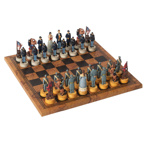 CIVIL WAR: Handpainted Chess Set with Beautiful Leatherette Chessboard - Hobby.lt 🇬🇧