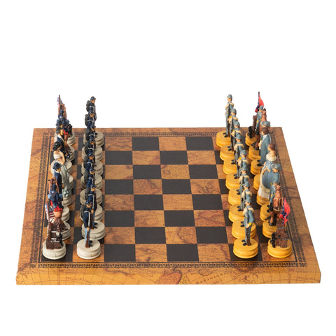 CIVIL WAR: Handpainted Chess Set with Beautiful Leatherette Chessboard - Hobby.lt 🇬🇧