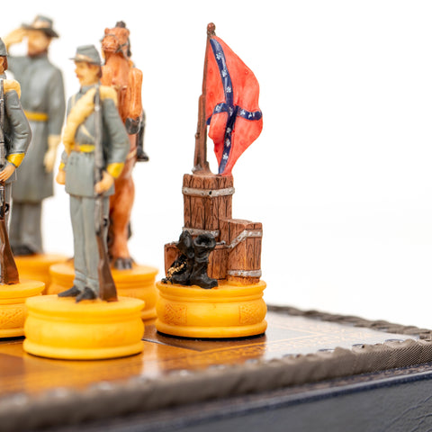 CIVIL WAR: Handpainted Chess Set with Chessboard & Box & Chess Set