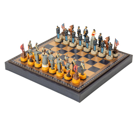 CIVIL WAR: Handpainted Chess Set with Chessboard & Box & Chess Set