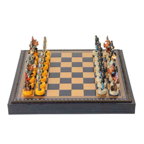 CIVIL WAR: Handpainted Chess Set with Chessboard & Box & Chess Set