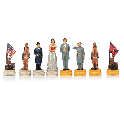 CIVIL WAR: Handpainted Chess Set with Beautiful Leatherette Chessboard