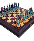 CIVIL WAR: Handpainted Chess Set with Beautiful Rare Wood Chessboard - Box - Hobby.lt 🇬🇧