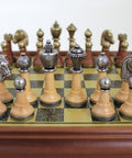 CLASSIC CHESS SET: Metal & Wood Pieces with Brass Effect Wooden Chessboard - Hobby.lt 🇬🇧