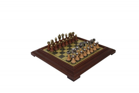 CLASSIC CHESS SET: Metal & Wood Pieces with Brass Effect Wooden Chessboard - Hobby.lt 🇬🇧