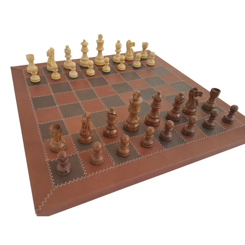 Beautiful Classic CHESS SET with Genuine Leather Chess Board