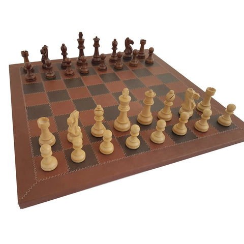 Beautiful Classic CHESS SET with Handmade Genuine Leather Chess Board
