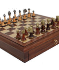 Classic Metal Chess Set with Beautiful Walnut Chess Board/Box - Hobby.lt 🇬🇧