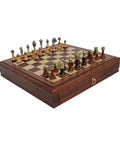 Classic Metal Chess Set with Walnut Board
