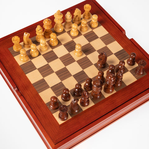 Classic Rosewood Wooden Chess Pieces with Maple Wood Chess Board N°101 - Hobby.lt 🇬🇧