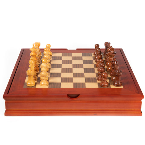 Classic Rosewood Wooden Chess Pieces with Maple Wood Chess Board N°101