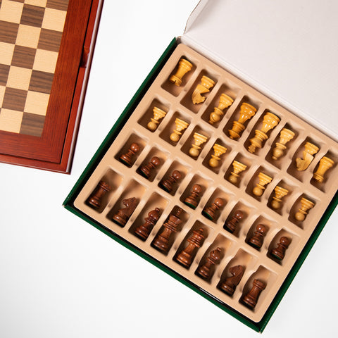 Classic Rosewood Wooden Chess Pieces with Maple Wood Chess Board N°101