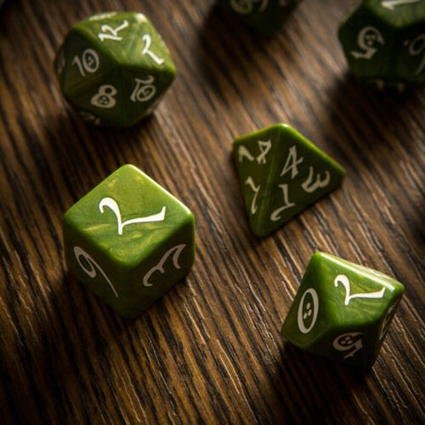 Classic RPG Dice Set Olive and white