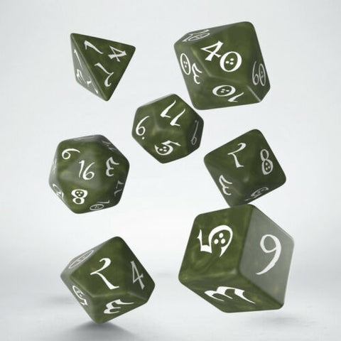 Classic RPG Dice Set Olive and white