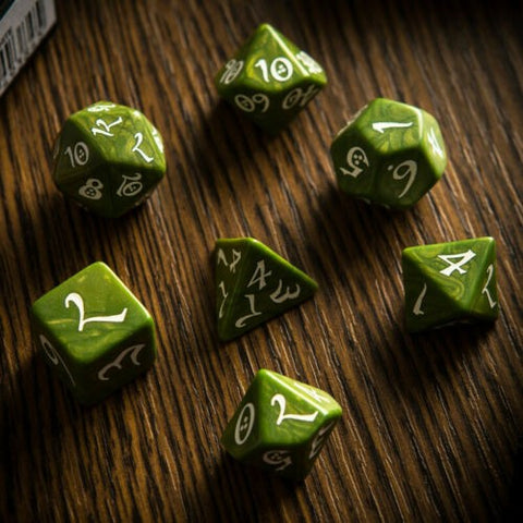 Classic RPG Dice Set Olive and white