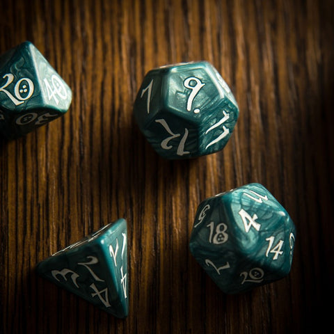 Classic RPG Dice Set stormy and white