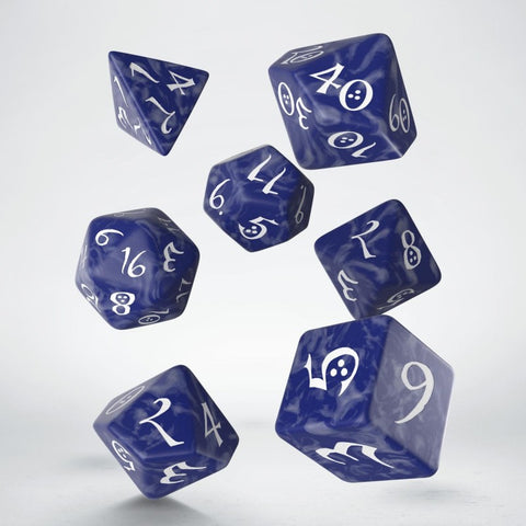 Classic RPG Dice Set cobalt and white