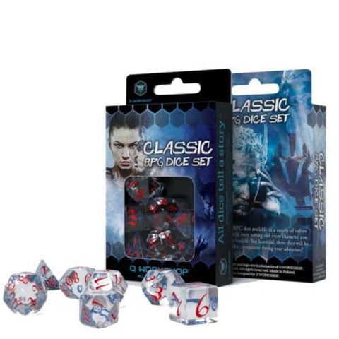 Classic RPG Dice Set Translucent and blue red