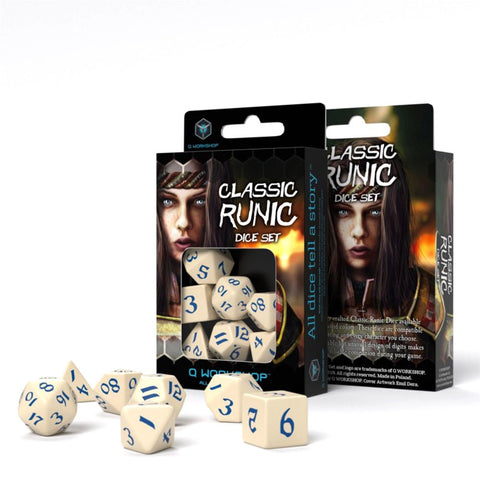 Classic Runic Dice Set beige and blue - Hobby.lt 🇬🇧