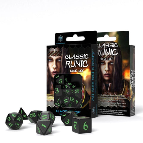 Classic Runic Dice Set black and green - Hobby.lt 🇬🇧