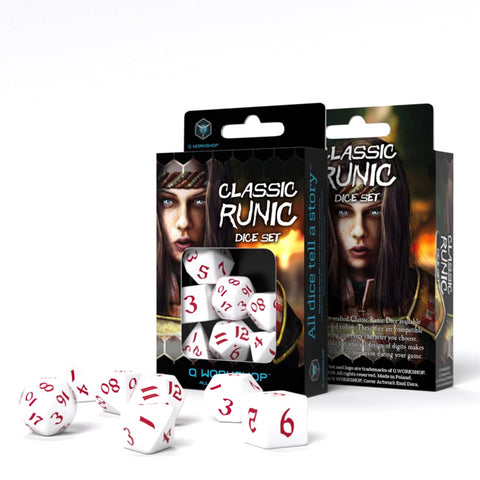 Classic Runic Dice Set white and red