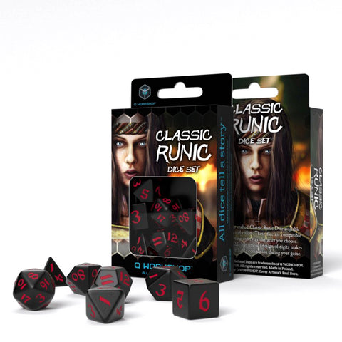 Classic Runic Dice Set black and red