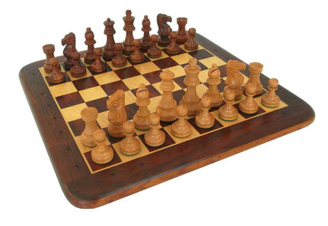 CLASSIC SET: Wooden Weighted Feltered Chess Men with Rosewood/Maple Chessboard