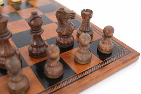 Classic Wooden Chess with Beautiful Leather - like Chessboard - Hobby.lt 🇬🇧