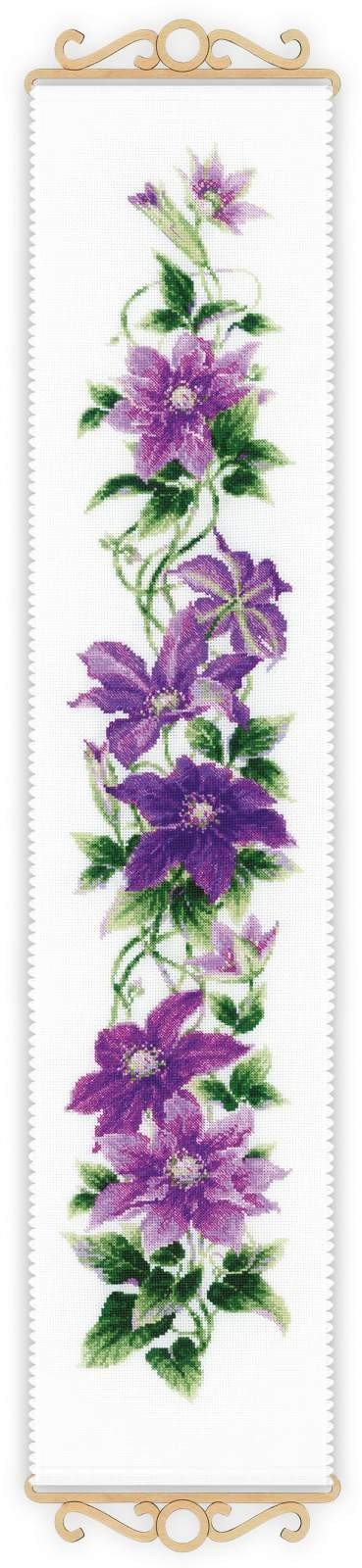 Clematis cross stitch kit by RIOLIS Ref. no.: 1801 - Hobby.lt 🇬🇧