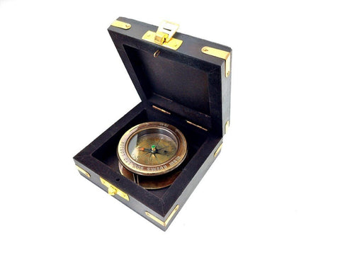 Compass with a magnifying glass in a wooden box C - 1612 - Hobby.lt 🇬🇧