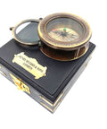 Compass with a magnifying glass in a wooden box C - 1612 - Hobby.lt 🇬🇧