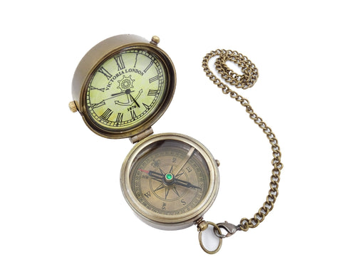 Compass with brass watch in a wooden box NC 2951A - Hobby.lt 🇬🇧