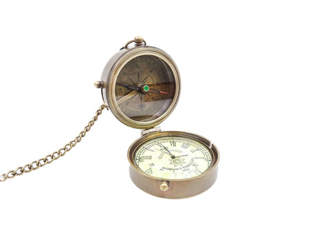 Compass with brass watch in a wooden box NC 2951A - Hobby.lt 🇬🇧