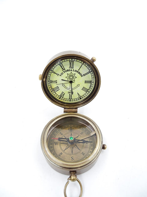 Compass with brass watch in a wooden box NC 2951A - Hobby.lt 🇬🇧