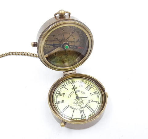 Compass with brass watch in a wooden box NC 2951A - Hobby.lt 🇬🇧