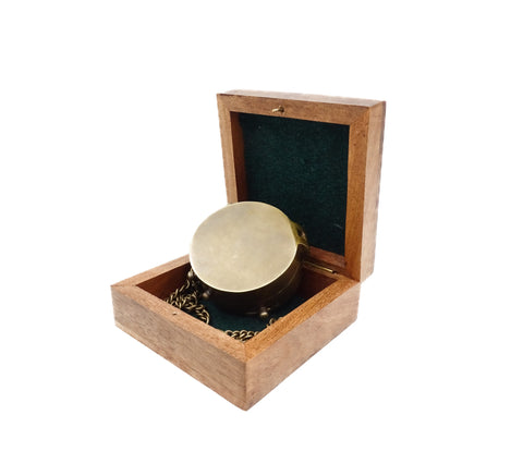 Compass with brass watch in a wooden box NC 2951A