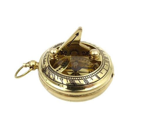 Compass with Sundial Brass Wooden Box | CPSD2 - Hobby.lt 🇬🇧