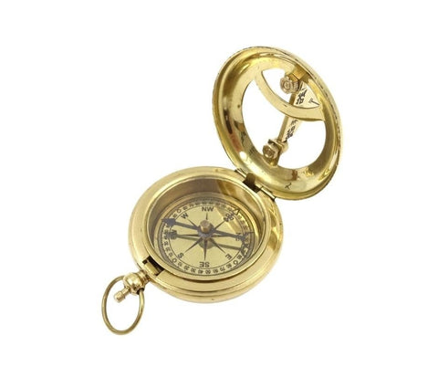 Compass with Sundial Brass Wooden Box | CPSD2 - Hobby.lt 🇬🇧