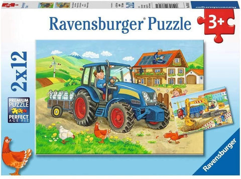 Construction site and Farm 2 x 12 Puzzles - Hobby.lt 🇬🇧