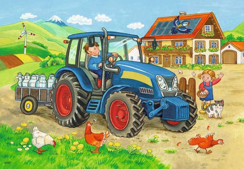 Construction site and Farm 2 x 12 Puzzles