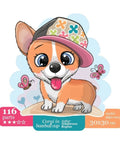 Corgi in baseball cap - unique WOODEN puzzle 116 pcs