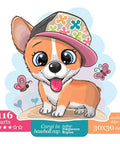 Corgi in baseball cap - unique WOODEN puzzle 116 pcs - Hobby.lt 🇬🇧