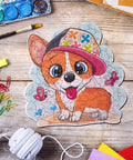 Corgi in baseball cap - unique WOODEN puzzle 116 pcs - Hobby.lt 🇬🇧