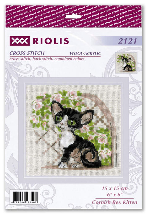 Cornish Rex Kitten. Cross Stitch kit by RIOLIS Ref. no.: 2121 - Hobby.lt 🇬🇧