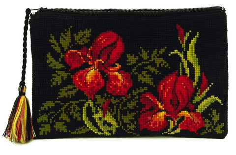 Cosmetic bag Irises cross stitch kit by RIOLIS Ref. no.: 1679AC - Hobby.lt 🇬🇧