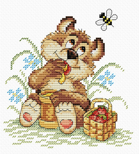 Cross Stitch Kit Bear Happiness SM-076