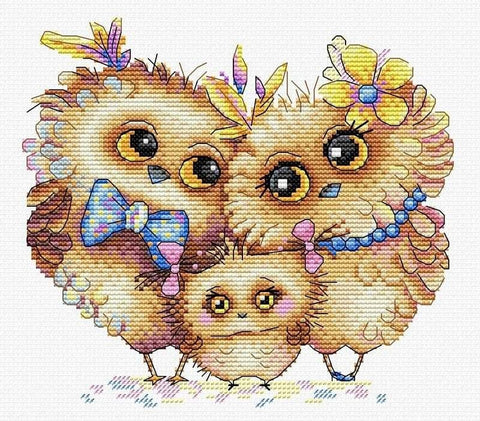 Cross Stitch Kit Bird Family SM - 232 - Hobby.lt 🇬🇧